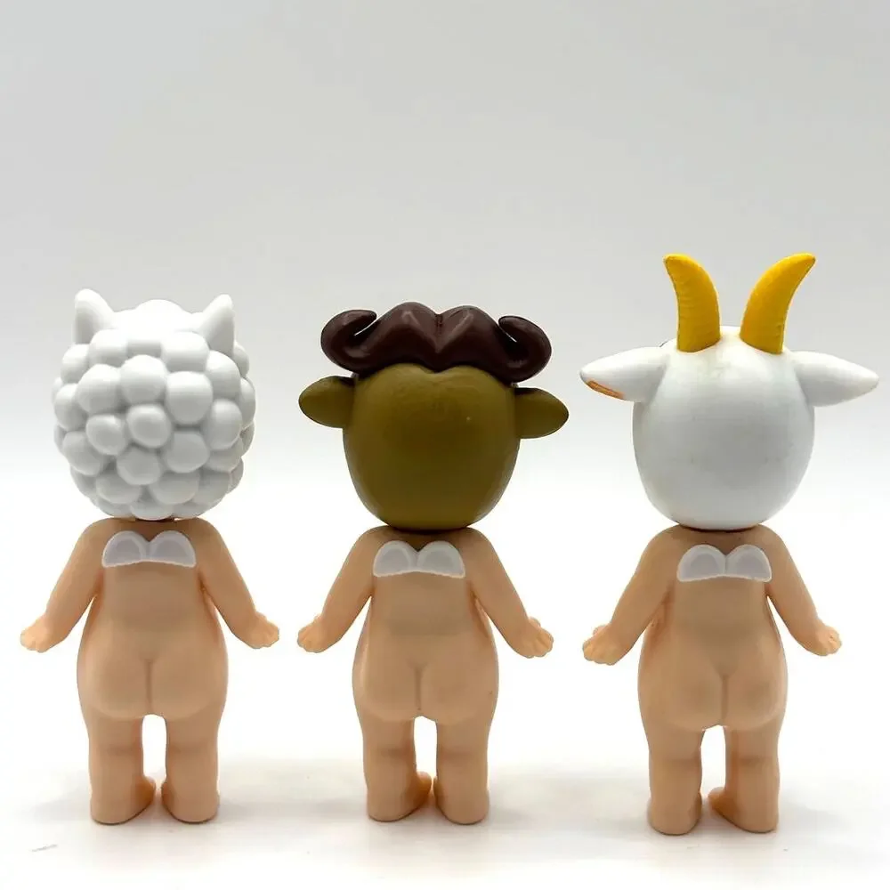 Set of 3 New Unbranded Kewpie/Angel Mini Figures, Sheep, Buffalo, Goat Costumes